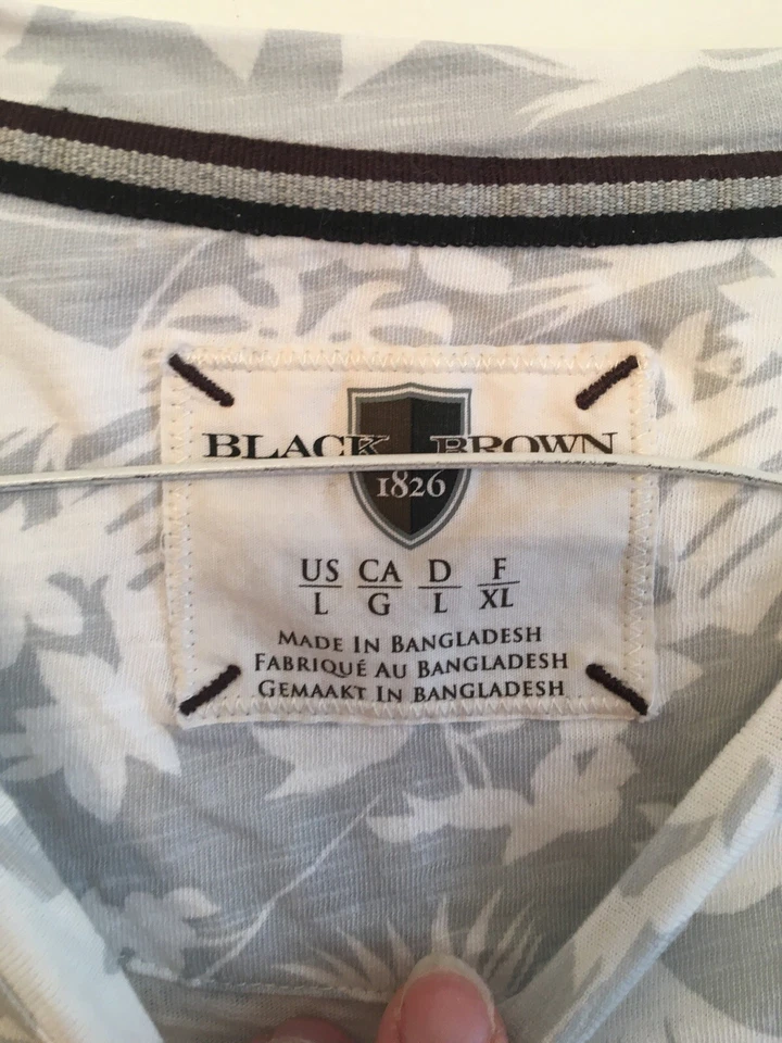 Camiseta grande negra marrón 1826 gris blanca estampado tropical para hombre cuello redondo manga corta Foto 4 de 4