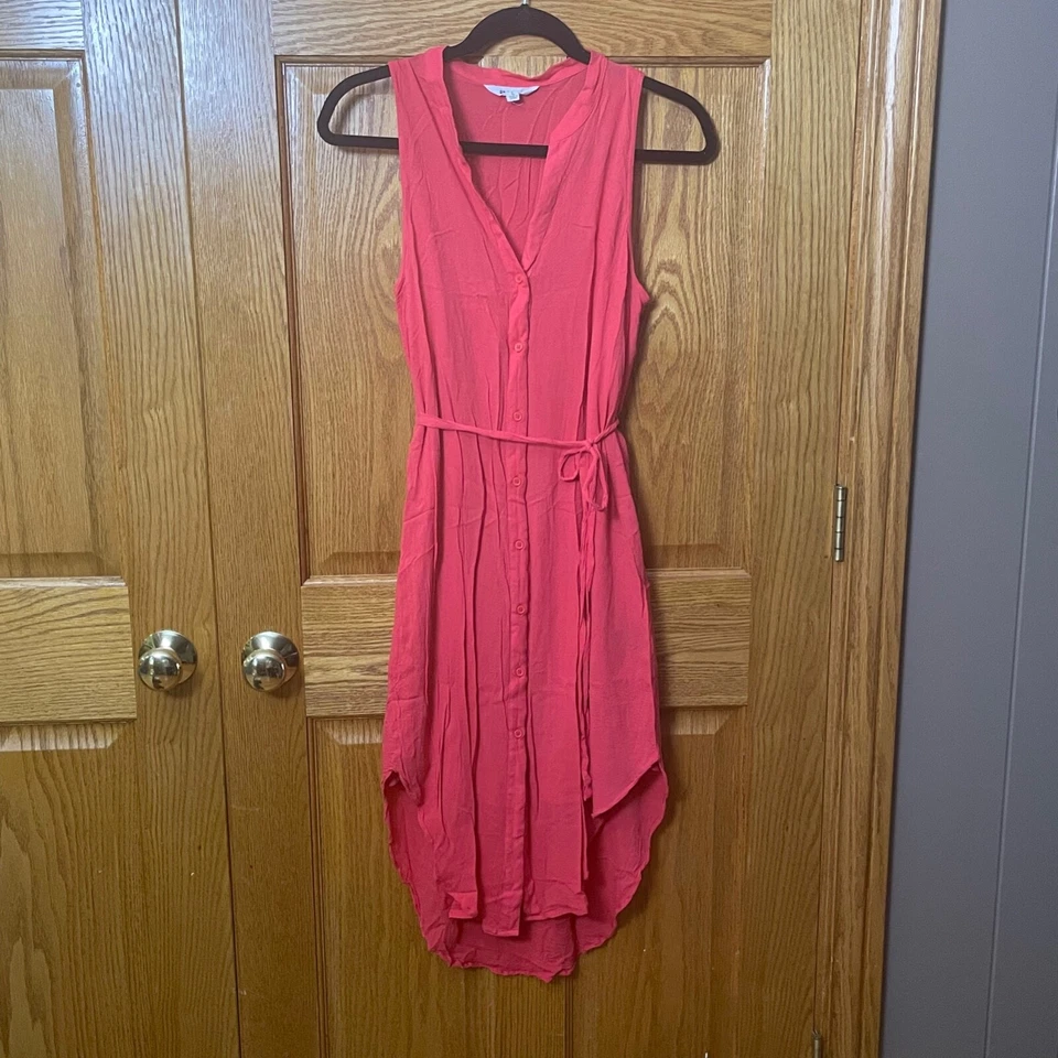 Vestido Camisa BB Dakota Para Mujer Alesha Talla Grande L Rosa Brillante Con Botones Corbata Cintura Foto 2 de 4