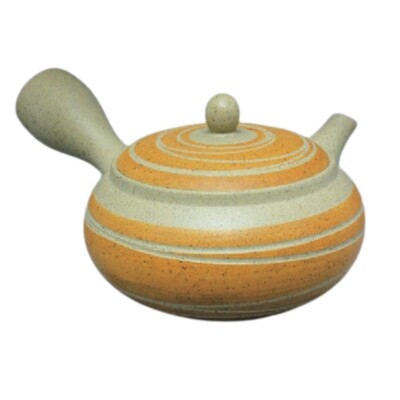 Teapot Kyusu Tokoname - AKIRA - Beige - 360 ml cc - Stainless Mesh - Striped A
