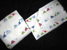 HILLCREST BLUE RED DINOSAURS 2PC TWIN FLAT FITTED SHEET SET