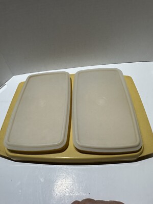 Tupperware 815 & 816 Gold Vintage with Lids DELI KEEPER 5-Piece Set