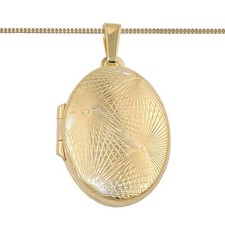 Echt Gold 333 Foto Medaillon Anhänger für 2 Bilder Amulett oval Goldstrahlen