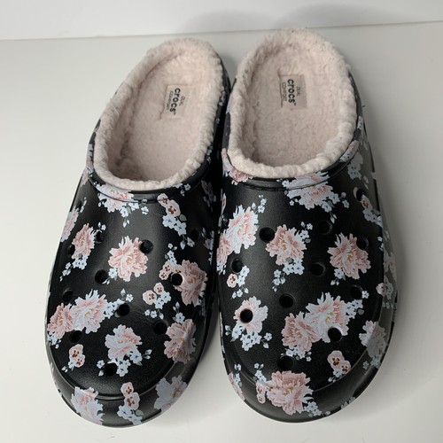 Crocs Floral Freesail Kunstfell gefüttert Komfort Clog Damengröße 11 leicht - Bild 11 von 11