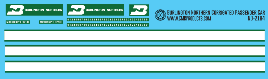 HO Scale - Burlington Northern Corrigated Passenger Car Decals