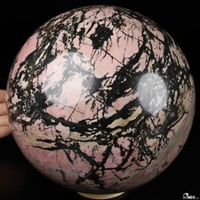 6.2" Pink & Black Rhodonite Hand Carved Crystal Ball/Sphere, Crystal Healing