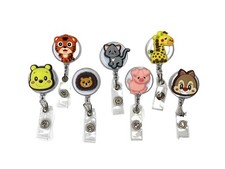 Animals Retractable Name Tag ID Badge Holder Reel 3D Nurse Gift