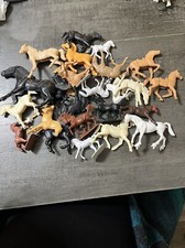 Mixed Lot of 20 Toy Plastic Horses Hard Plastic 3 4" Mixed Colors And Heights