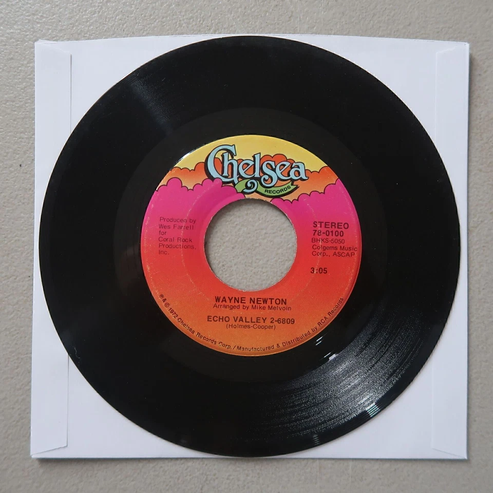 Wayne Newton Daddy Don't You Walk So Fast, Echo Valley Vinyl 45 Chelsea VG 8-103 - Image 2 of 2