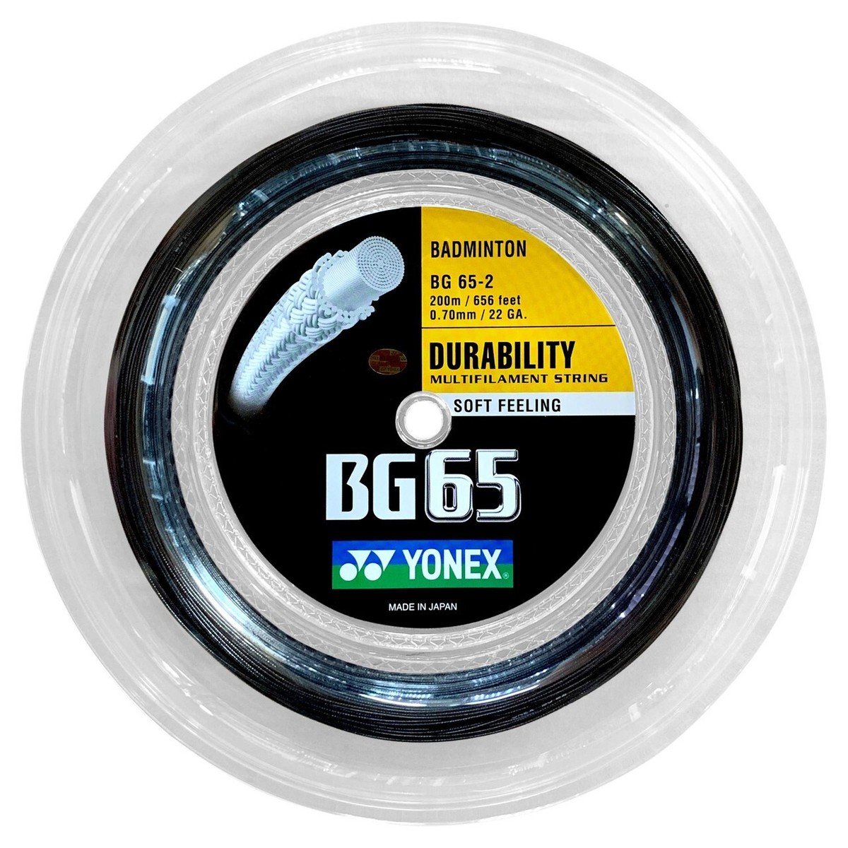 Yonex BG65 (black) 660ft 200m Reel Badminton String - Made in