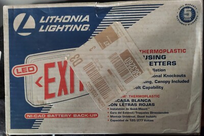 NEW LED EXIT Sign by Lithonia Lighting Quantum Thermoplastic w/ Red Letters