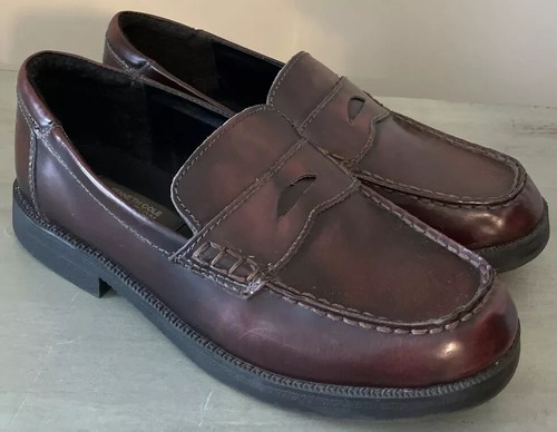 KENNETH COLE REACTION size 6.5M Boys Burgundy Brown Leather ER SR PENNY LOAFERS - Picture 1 of 9