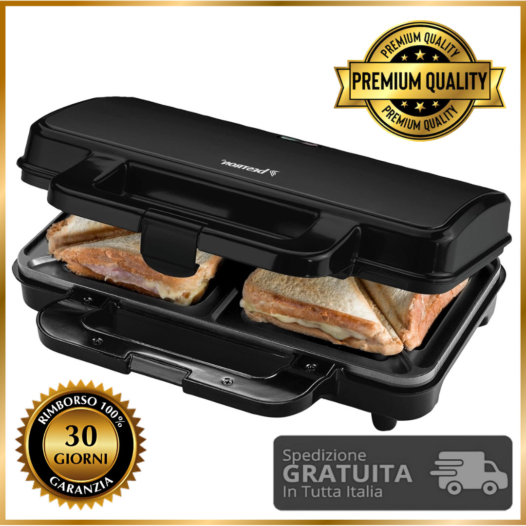 Macchina per Sandwich XL Antiaderente | Il Sapore di una Volta in 2 Minuti