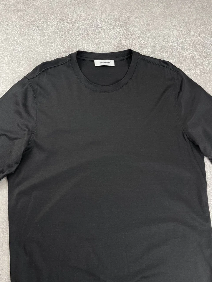 Camiseta gris de algodón Gran Sasso cuello redondo para hombre deberes pagados (EE. UU.) Foto 3 de 4