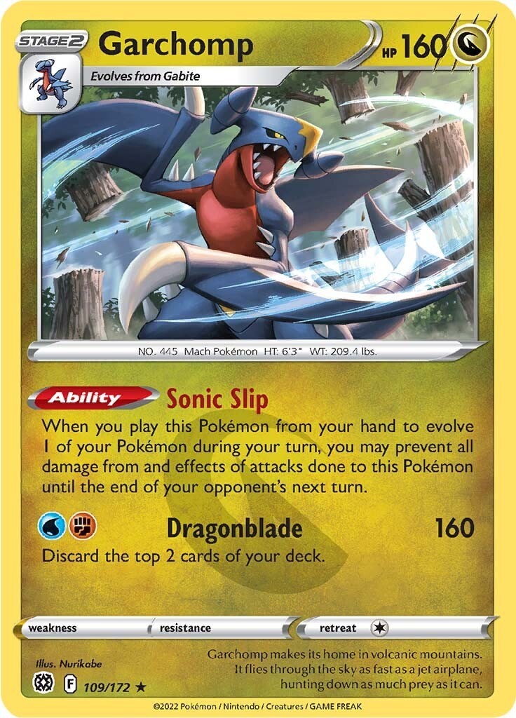 Pokemon Garchomp Holo Rare 109/172 SWSH09: Brilliant Stars Holofoil NM