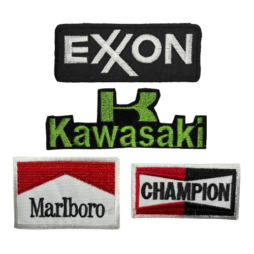 Racing Car Mixing Lot of 4 Patches Kawasaki Exxon Marlboro Champion