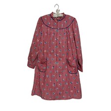 Vtg Montgomery Ward Loungewear House Dress Coat Mumu Gingham Fruit Cottagecore