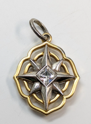#ad Brighton Radiant Gold amp; Silver Tone Openwork North Star Rhinestone Pendant 2quot; $16.79