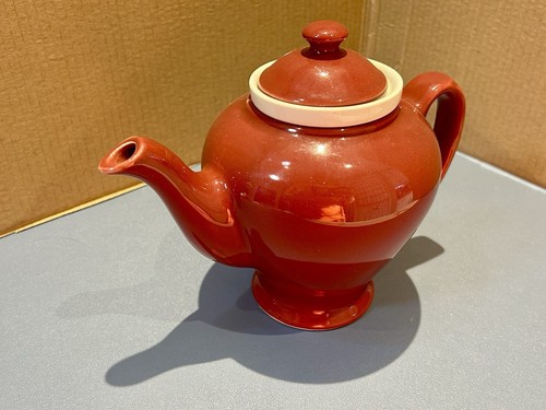 McCormick Tea Pot with Infuser Produced by Hall China, Burgandy Red, Vintage - Bild 3 von 7