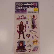 Justin Bieber Temporary Tattoos - 2 Sheets Press-On Pop Star Fan Art Ages 8 