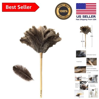 Luxury Ostrich Feather Duster 24'' - Handmade, Soft, and Gentle Cleaning Tool
