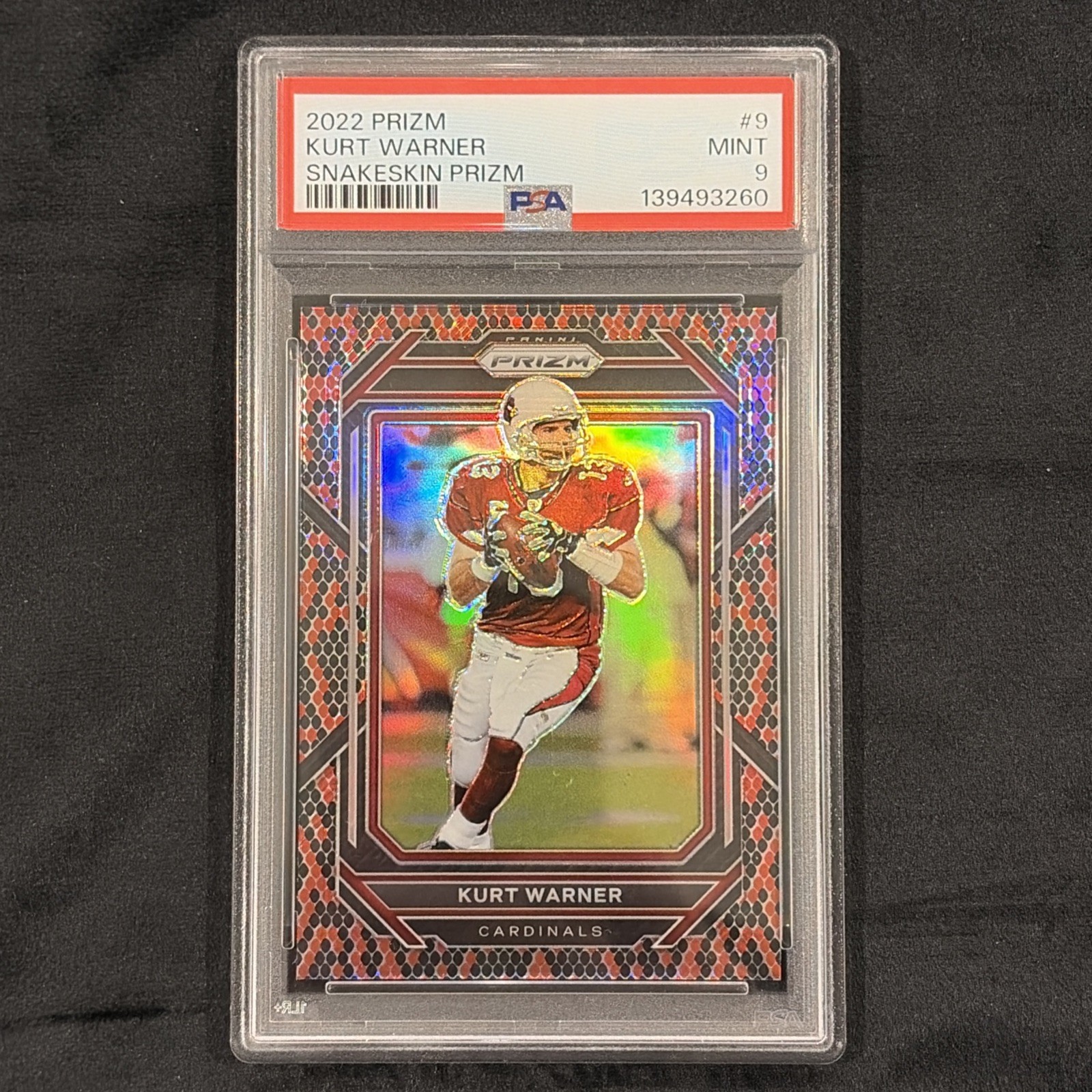 Kurt Warner 2022 Panini Prizm Snakeskin Prizm PSA 9 Low Pop SP Cardinals NFL HOF