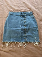 Women's Blue Denim Jean Skirt Gitano Size 9/10 Vintage 90s Button Front