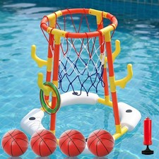Durable 2-in-1 Pool Basketball Ring Toss Game - Perfect Summer Gift for Kids