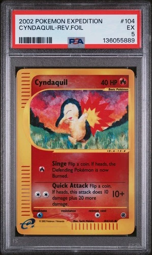 2002 POKEMON EXPEDITION #104 CYNDAQUIL-REVERSE FOIL PSA 5