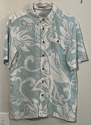 Quicksilver Shirt Adult Medium Lt.Blue Floral Hawaiian Waterman Collection Mens
