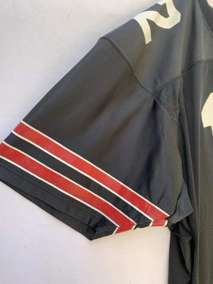 Camiseta de fútbol vintage Champion #12 rayas negras rojas hechas en EE. UU. malla L #Z64 Foto 3 de 4