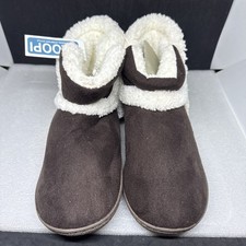 Floopi Womens Lined Slippers/Boots Memory Foam Chocolate sm. 5-6 NWT