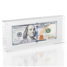 Magnetic Acrylic Currency Display Case 7.8" x 3.9" Clear Banknote Holder Stand