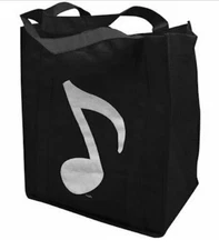 Music Note Grocery Tote Bag | Black and White | Music Lover Gift Idea