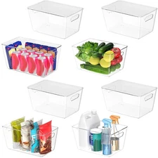 Clear Stackable Storage Bins with Lids, Plastic Containers with Handle for Pa...