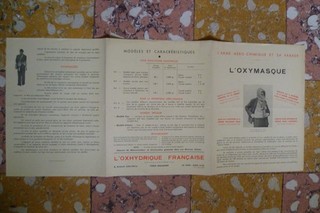 MASQUES A GAZ : DEPLIANT PUB L'OXYMASQUE ANNEES 30