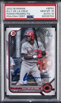 2022 BOWMAN PAPER PROSPECTS #BP50 ELLY DE LA CRUZ PSA 10 AUTO 10