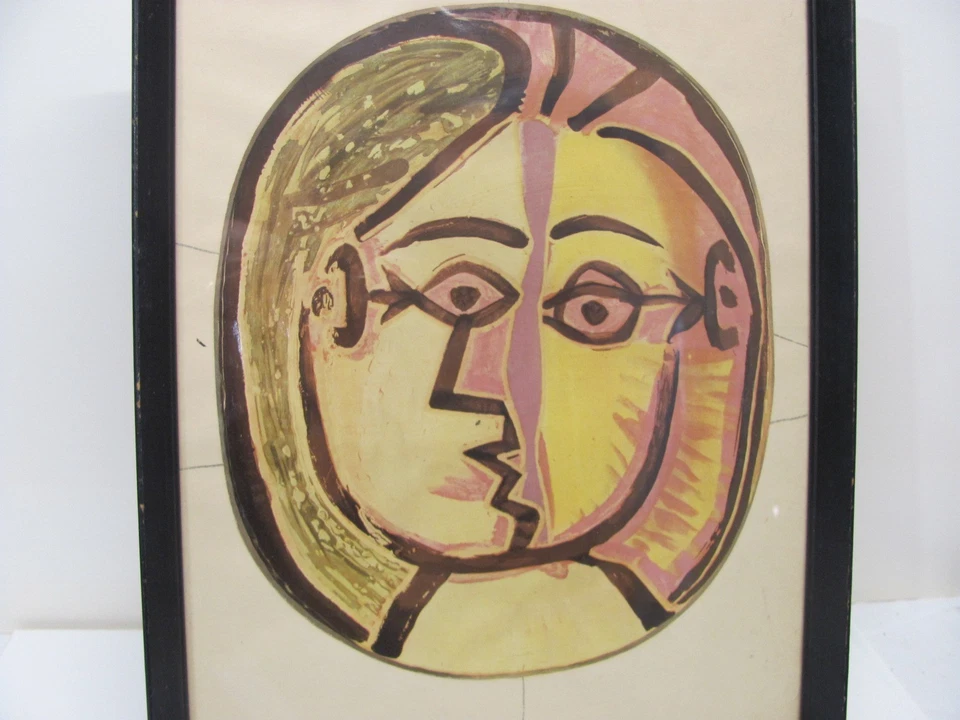 PABLO PICASSO PLACA CERÁMICA CARA Litografía 1957 IMPRESIÓN ENMARCADA SKIRA 15,5 h x 12" w Foto 2 de 4