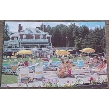 Lenox MA-Massachusetts Postcard Eastover Recreational Resort Poolside Vintage