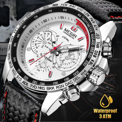 MEGIR Men s Waterproof Stainless Steel Analog Sports Military Quartz Wrist Watch