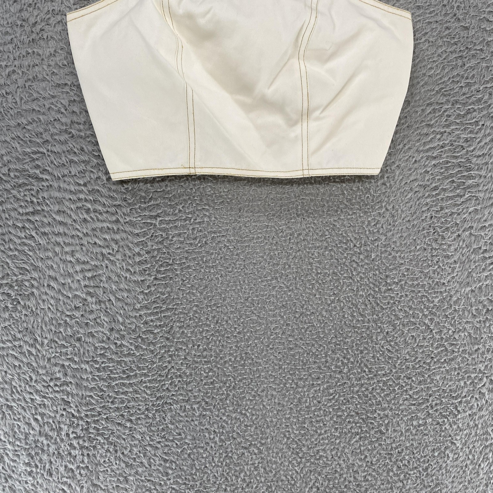 Vintage Cache Crop Top Womens 2 Gold Ring Strap Denim Bustier Corset Made in USA