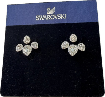 Swarovski Latisha Earring Jackets White crystal Silver Rhodium Plated Earrings
