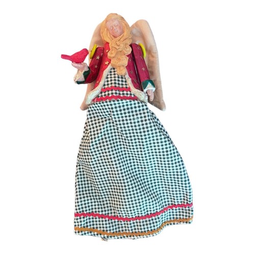 Russ Shelf Sitter Angel Figurine 11" Resin & Fabric With Movable Arms Farm Style - Picture 3 of 7
