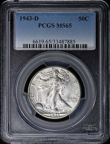 1943-D 50C Walking Liberty Half Dollar PCGS MS65