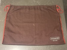 Authentic COACH Dust Bag Cover Brown With Red Drawstring 16" x 13"
