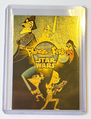 Phineas And Ferb Gold Plated Edition Artist Signed ''Star Wars'' Trading Card 1/1