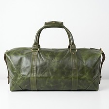 Genuine Leather Duffle Bag 24" Olive Green Weekender Travel Overnight Bag