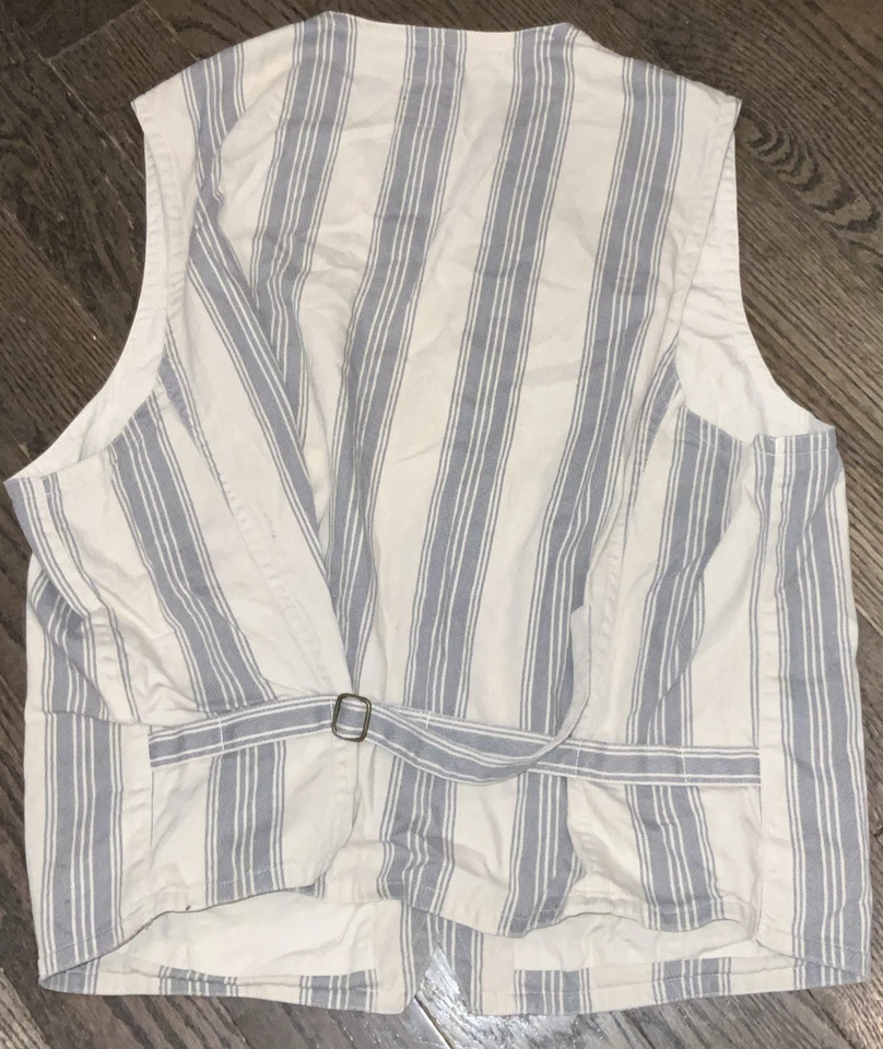 Chaleco a medida vintage Gap Y2K de algodón a rayas para mujer talla L Annie Hall Boho Foto 3 de 4