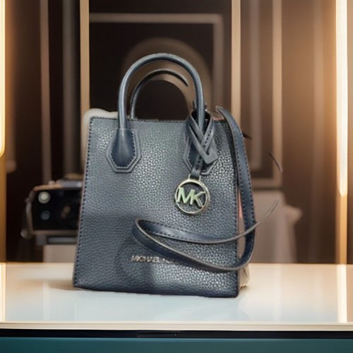 Michael Kors Small Mercer Adjustable Crossbody Navy Pebbled Leather msrp$348