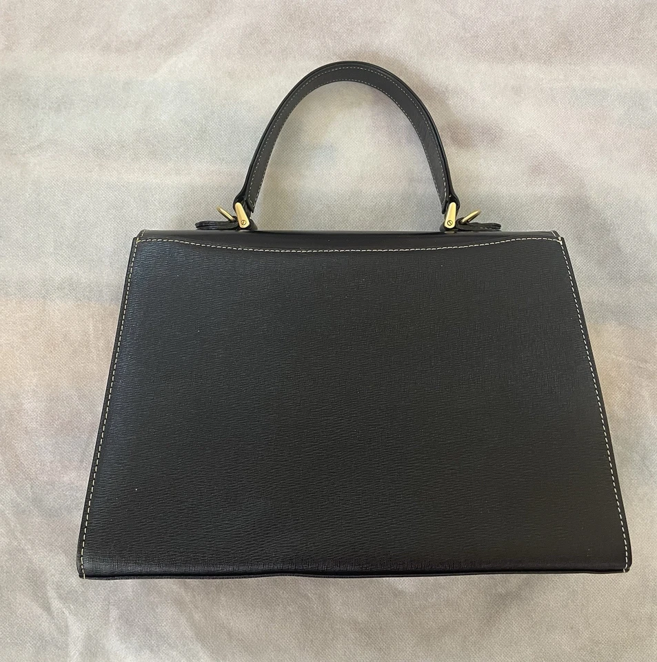 Vintage Burberry Black Leather Haymarket Satchel - Image 2 of 4