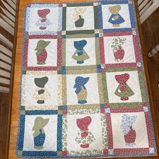 Vintage Sunbonnet Sue  Sam Baby Quilt 48  X 36  